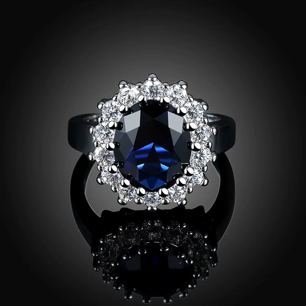  925 Sterling Silver Ring  With Sapphire Blue for Women