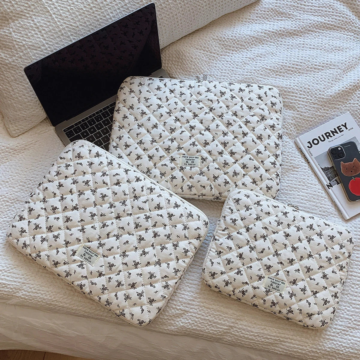 Flower Print Quilted Laptop Bag 11  - 14 Inch/15 Inch Computer Bag Protection Case Laptop Sleeve Computer Case Bag