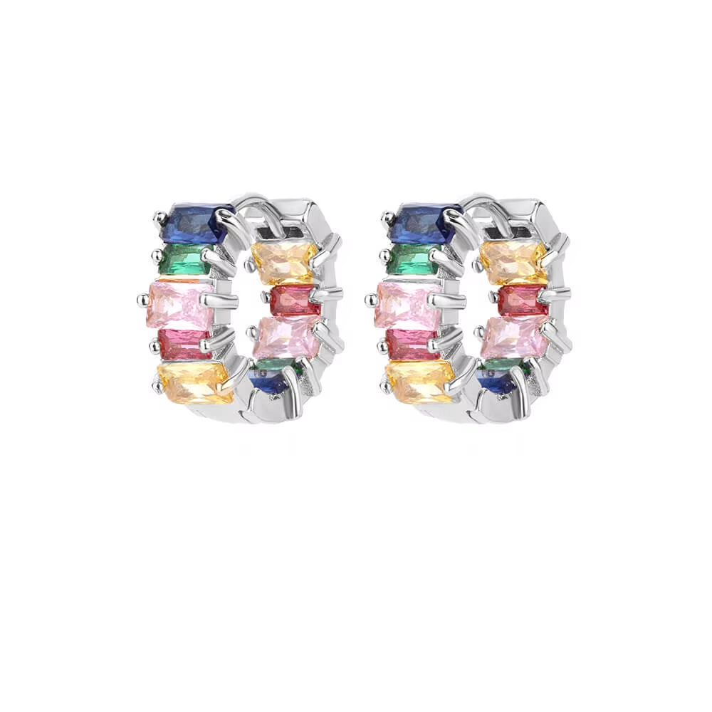 Rainbow Cibic Zircon Hoop Earrings for Women 