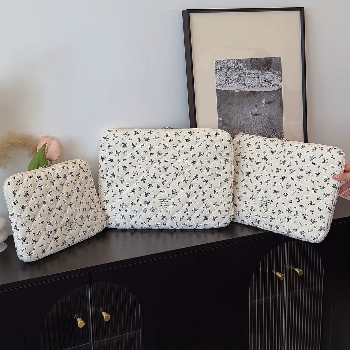 Flower Print Quilted Laptop Bag 11  - 14 Inch/15 Inch Computer Bag Protection Case Laptop Sleeve Computer Case Bag