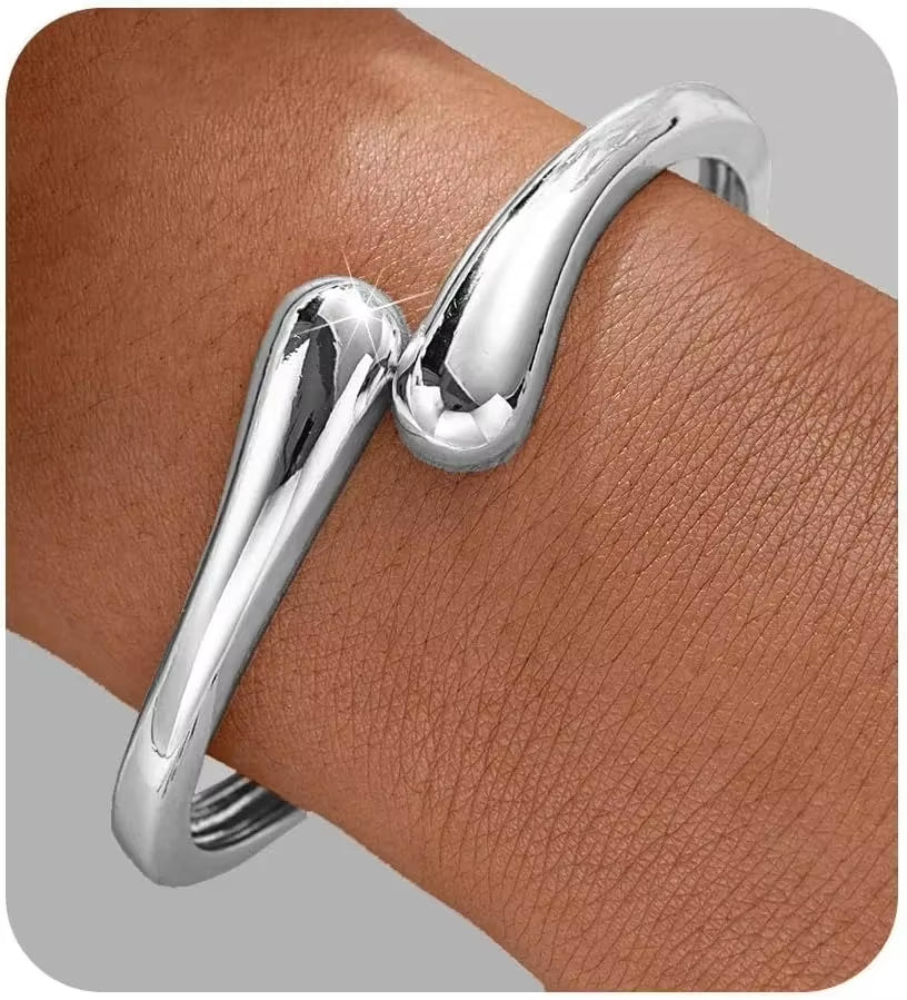 Gold Bangle Bracelets for Women Teens Trendy Chunky Adjustable Twist Cuff Bracelet Jewelry Gifts