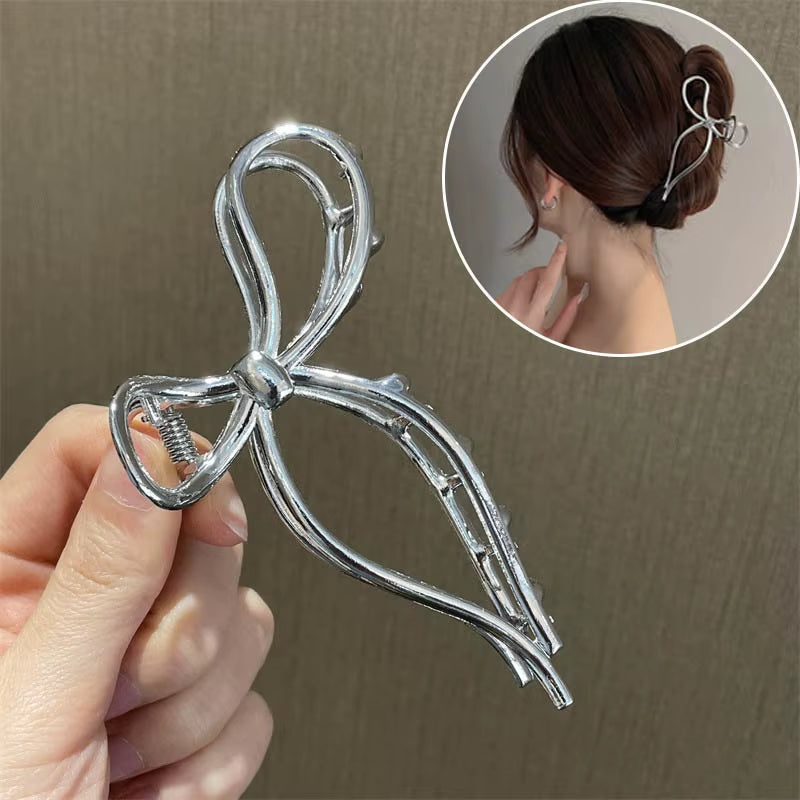 Simple Metal Hollow Out Geometric Hair Claw Ladies Elegant Hair Accessories Cross Crab Bath Clip for Women Fashion Girl Headwear