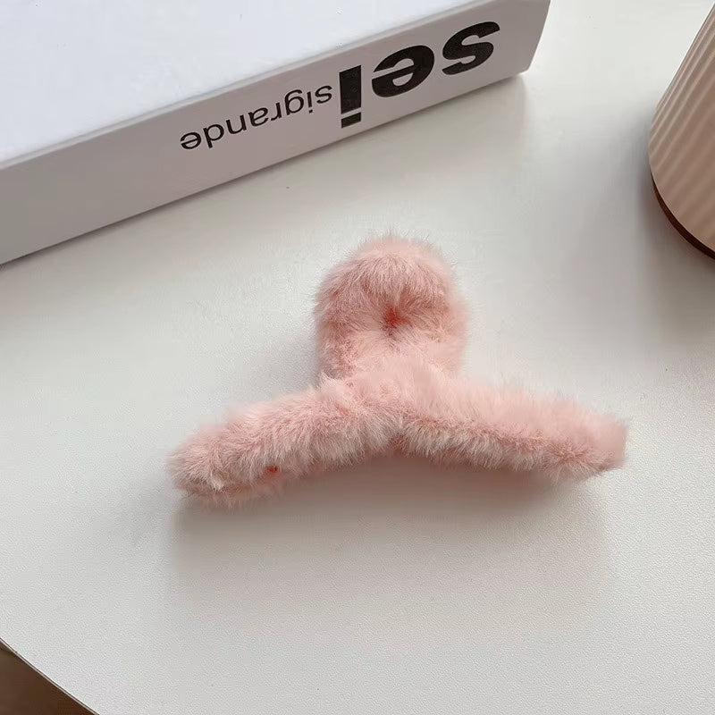 Fluffy Plush Faux Fur Big Crab Hair Claw Clips