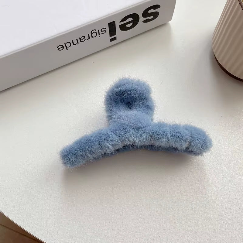 Fluffy Plush Faux Fur Big Crab Hair Claw Clips