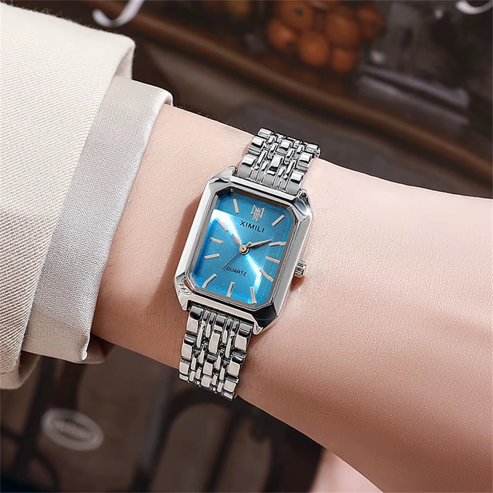 Hot Selling 2025 Fashion Women'S Minimalist Square Quartz Watch Casual Sports Orange Silicone Women Gift Clock Watches