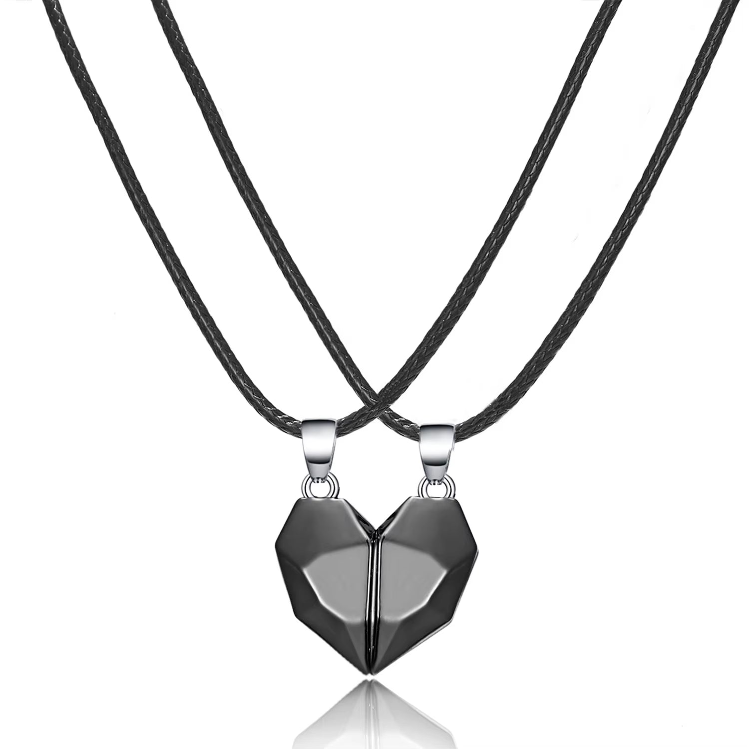 Magnetic Heart Couple Necklaces - Set of 2, Ideal for Valentine's Day, Best Friends, and Wedding Party Gifts