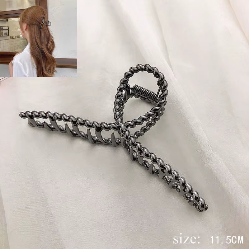 Simple Metal Hollow Out Geometric Hair Claw Ladies Elegant Hair Accessories Cross Crab Bath Clip for Women Fashion Girl Headwear