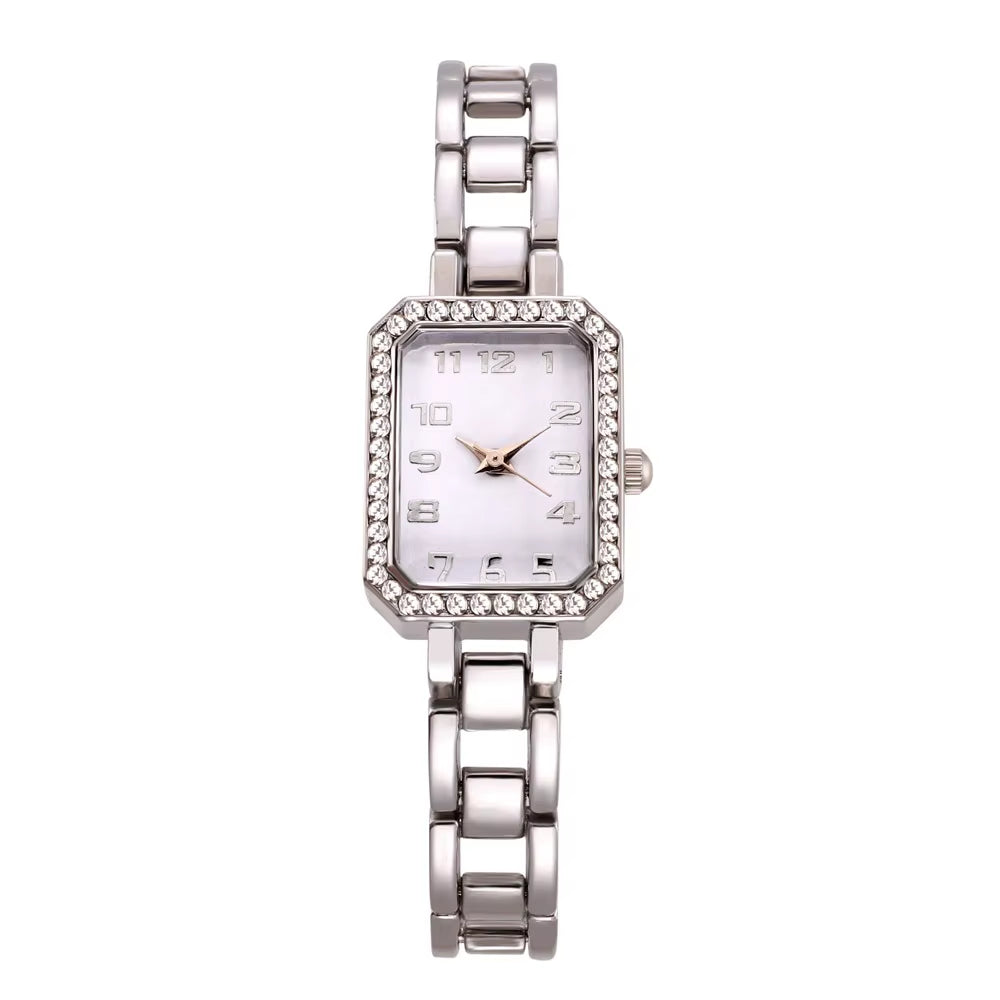 Luxury Women'S Watch 2025 New Simple Square Full Diamond Digital Quartz Watche Gold Stainless Steel Bracelet Women'S Dress Clock