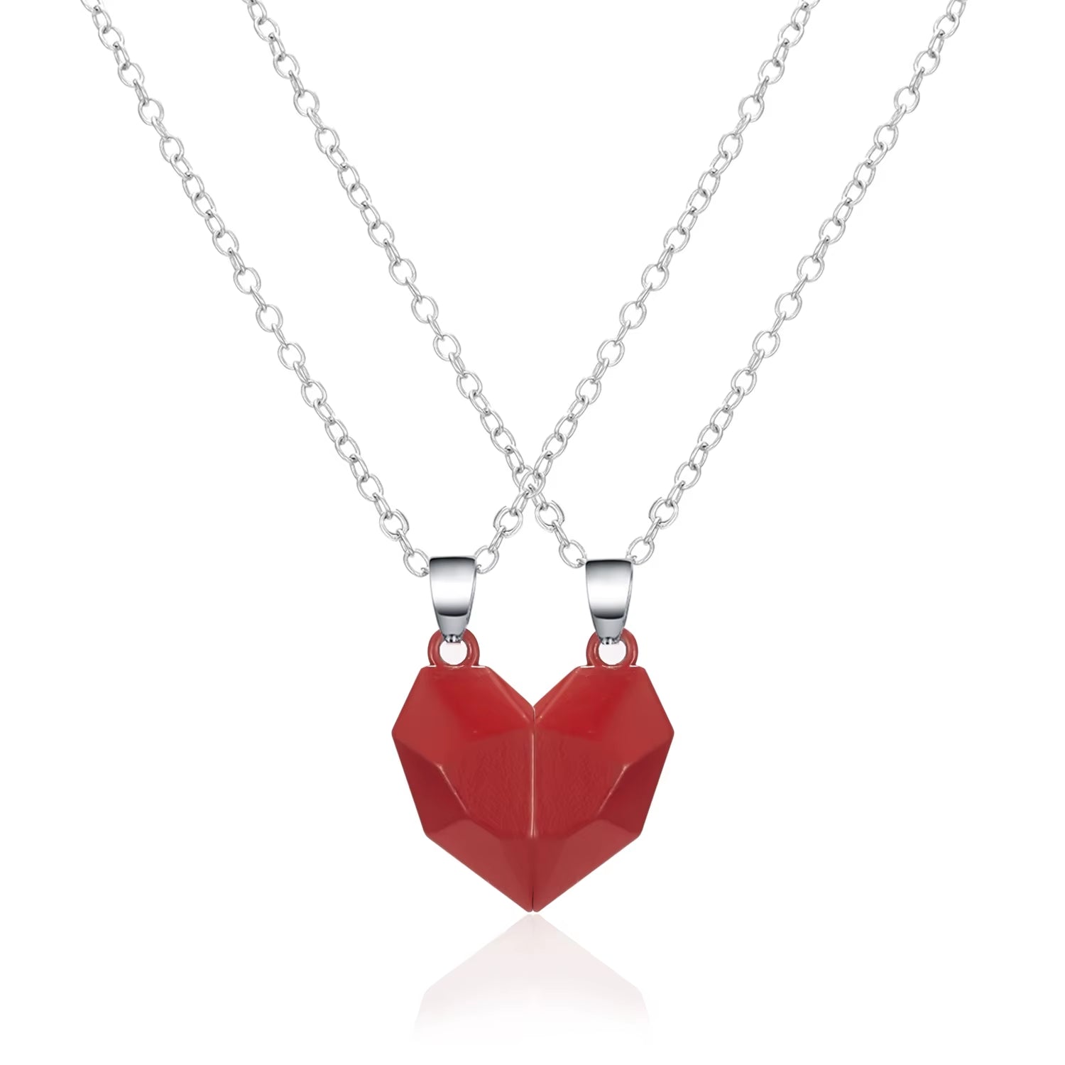 Magnetic Heart Couple Necklaces - Set of 2, Ideal for Valentine's Day, Best Friends, and Wedding Party Gifts