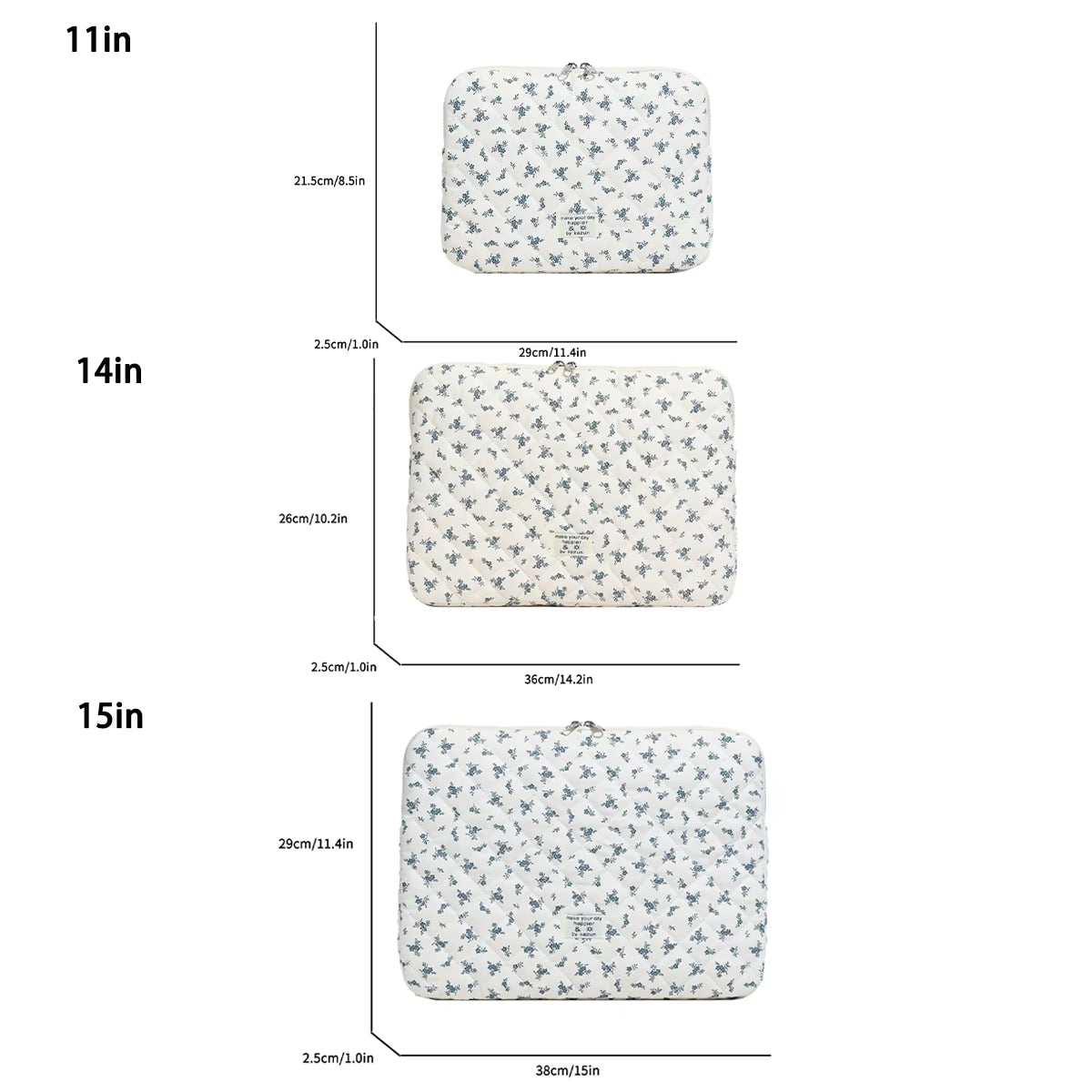 Flower Print Quilted Laptop Bag 11  - 14 Inch/15 Inch Computer Bag Protection Case Laptop Sleeve Computer Case Bag