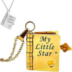 Openable Pages Star Book Pendant Necklace for Daughter - Engraved Stainless Steel Birthday Gift