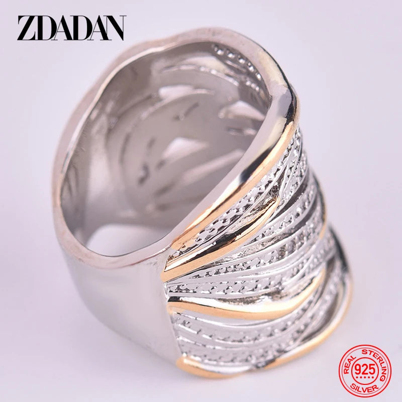 925 Sterling Silver Braided Finger Ring for Women