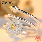 925 Sterling Silver Charm Lotus Ring for Women