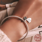 925 Sterling Silver Green Transparent Clover Beads Charms