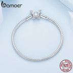 925 Sterling Silver Moonstone Butterfly Snake Charm Bracelet 