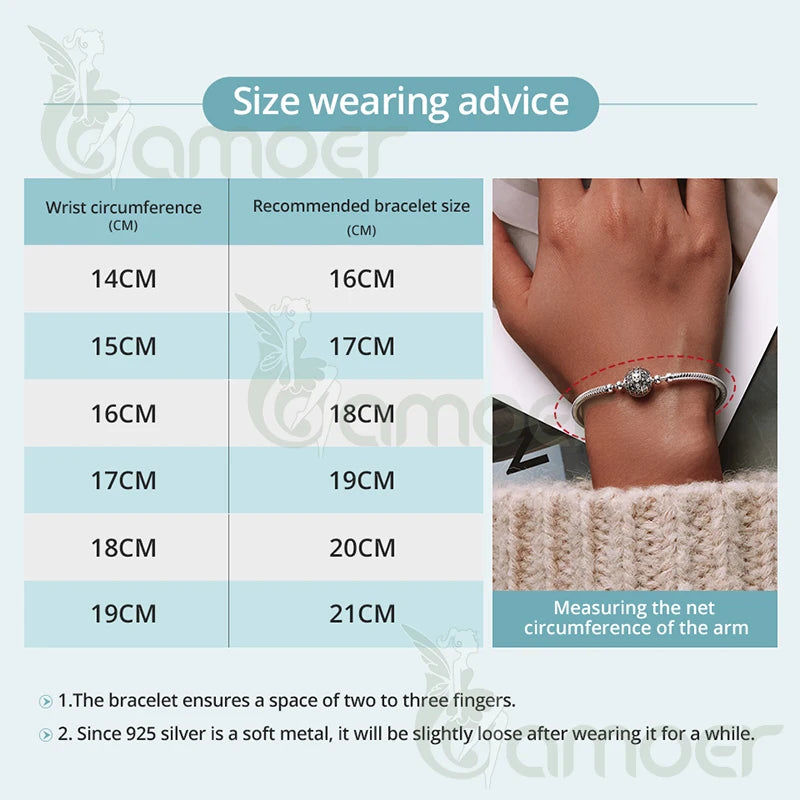 925 Sterling Silver Starburst 3Mm Snake Chain Charm Bracelet for Women