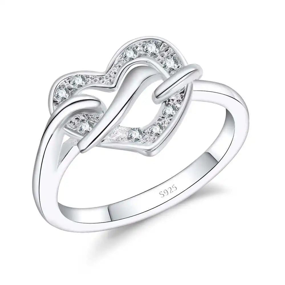 Love Heart with Spiral 925 Sterling Silver Color Rings