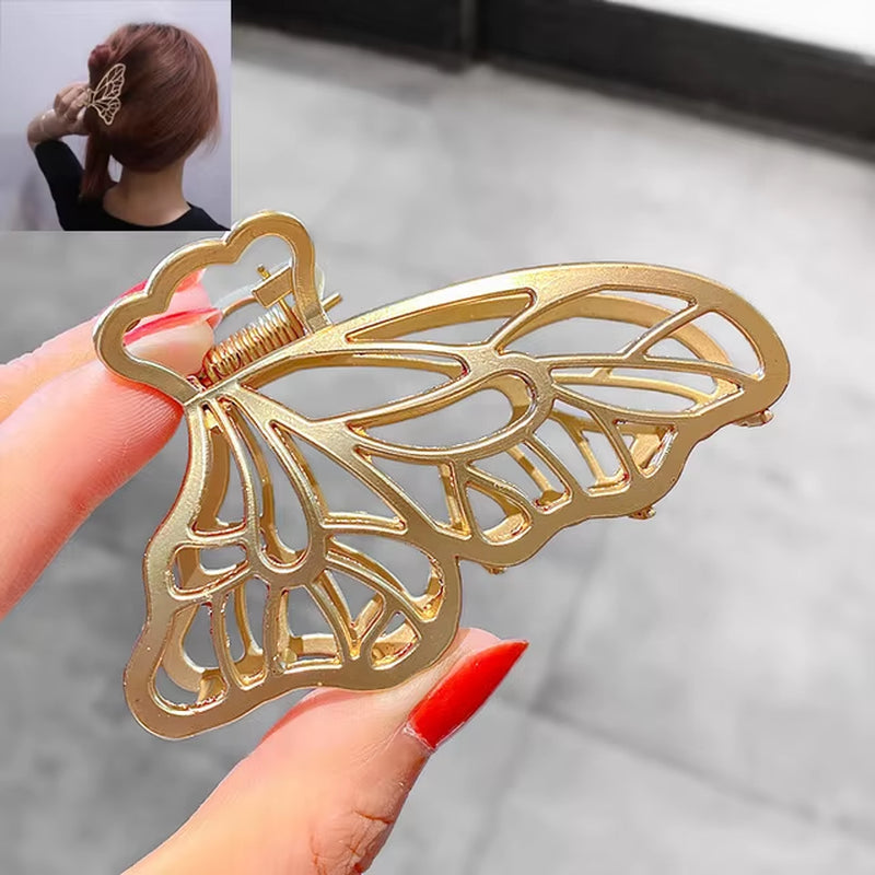 Simple Metal Hollow Out Geometric Hair Claw Ladies Elegant Hair Accessories Cross Crab Bath Clip for Women Fashion Girl Headwear