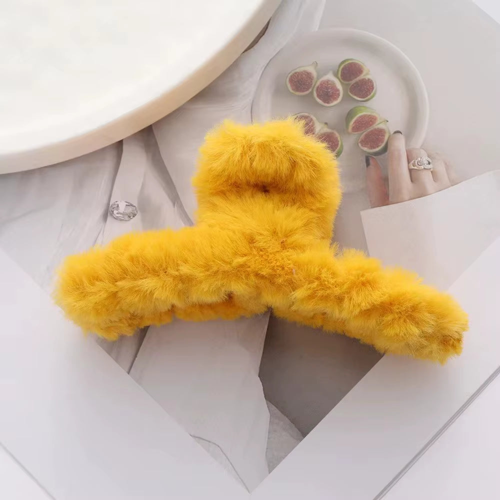 Fluffy Plush Faux Fur Big Crab Hair Claw Clips