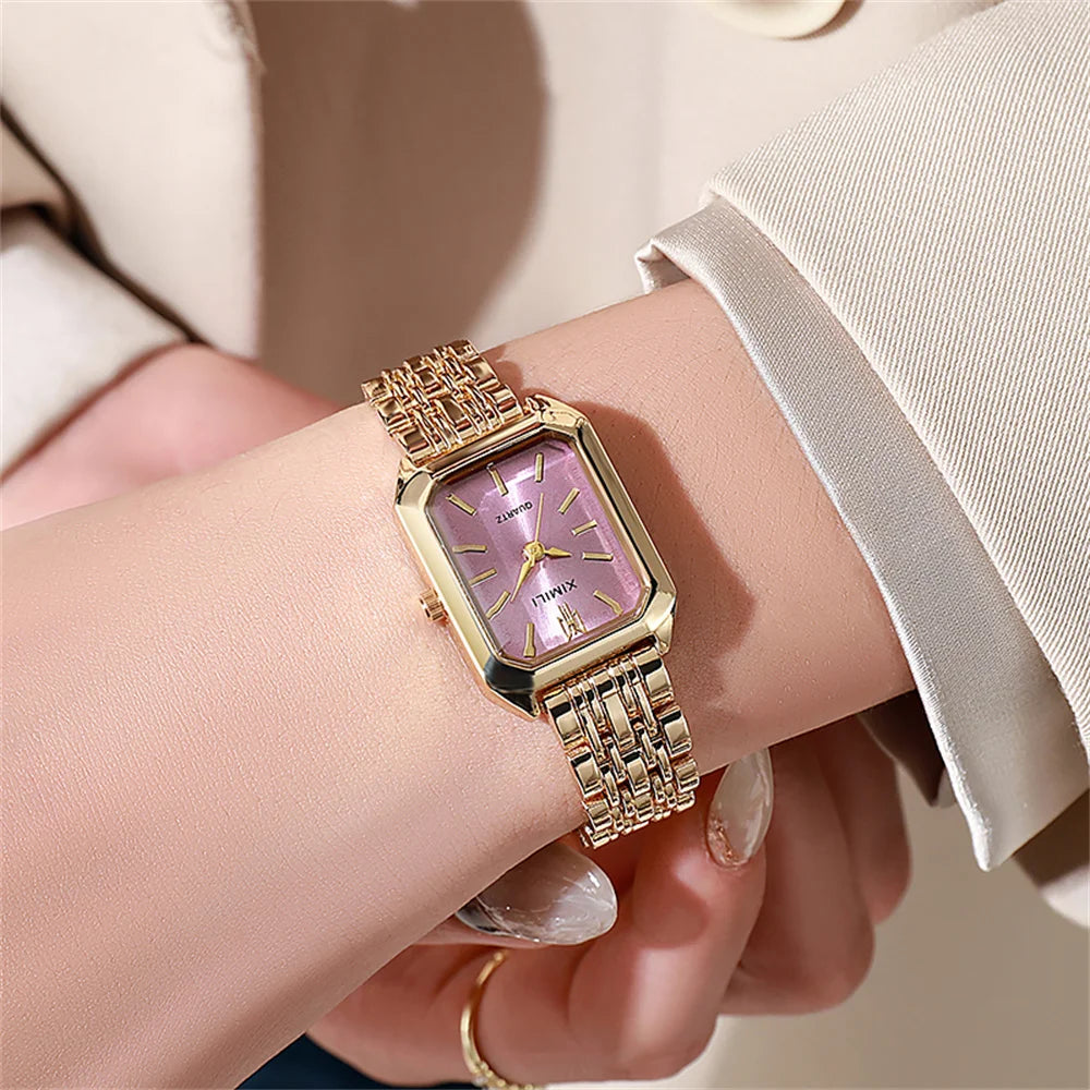 Hot Selling 2025 Fashion Women'S Minimalist Square Quartz Watch Casual Sports Orange Silicone Women Gift Clock Watches