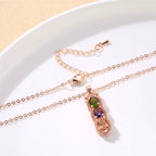 Multicolor Zircon Rainbow Oval Stone Water Drop Pendant  