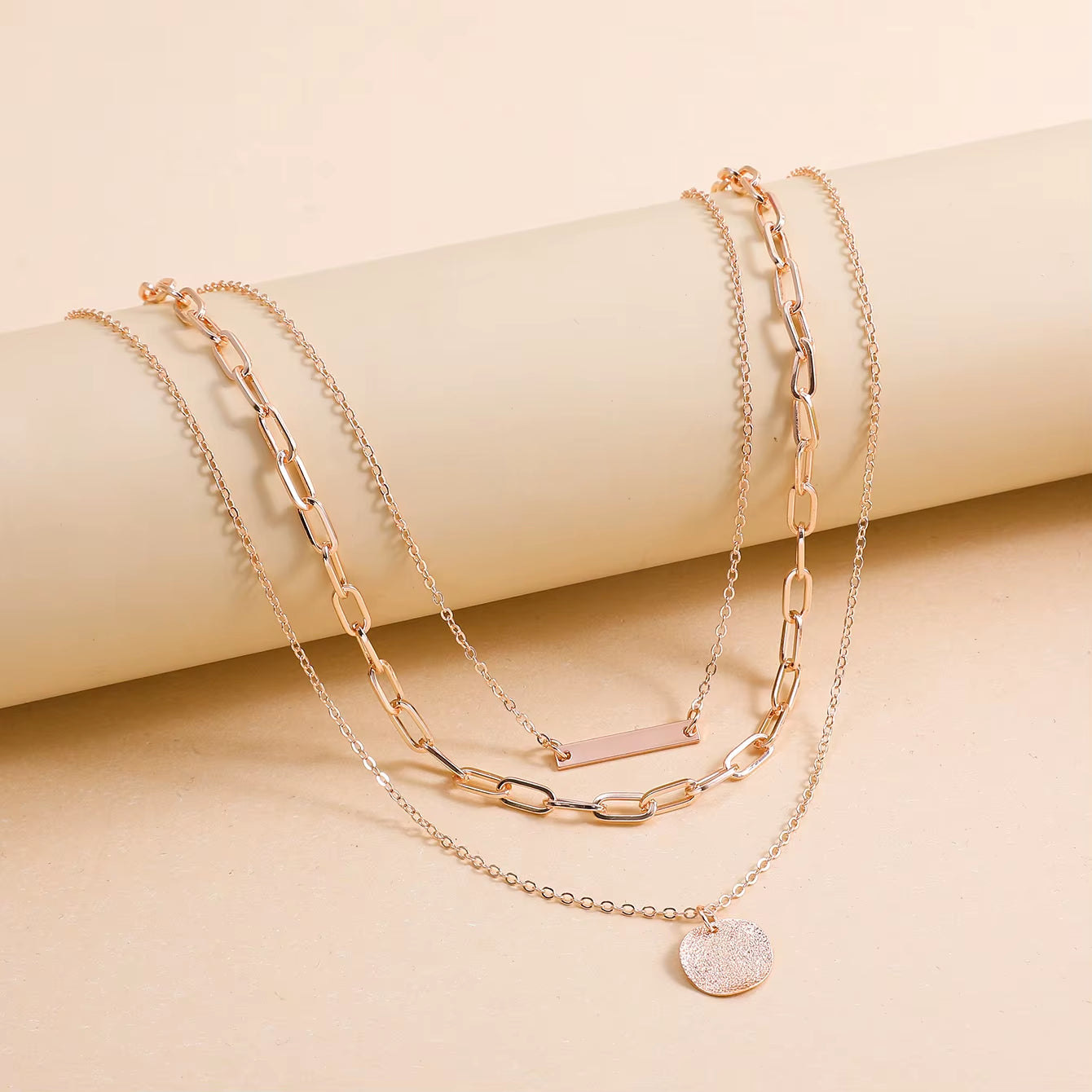 Vintage Gold Plated round Coin Pendant Neckalce for Women Multi-Layer Chain Choker Necklaces Femme Collares Punk Jewelry