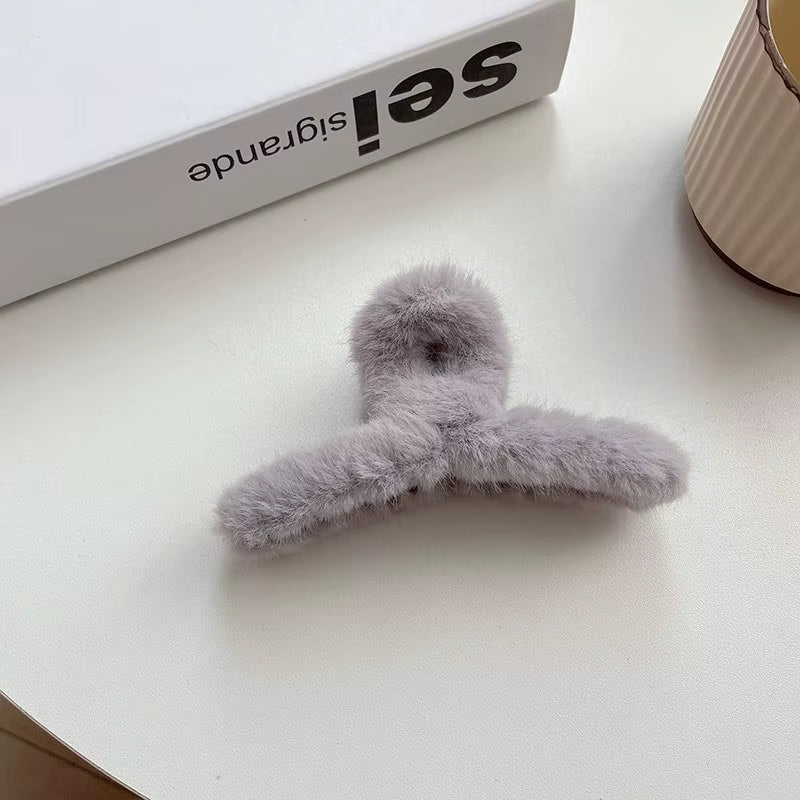 Fluffy Plush Faux Fur Big Crab Hair Claw Clips