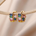 Rainbow Cibic Zircon Hoop Earrings for Women 