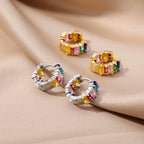 Rainbow Cibic Zircon Hoop Earrings for Women 