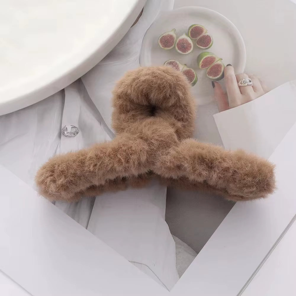 Fluffy Plush Faux Fur Big Crab Hair Claw Clips