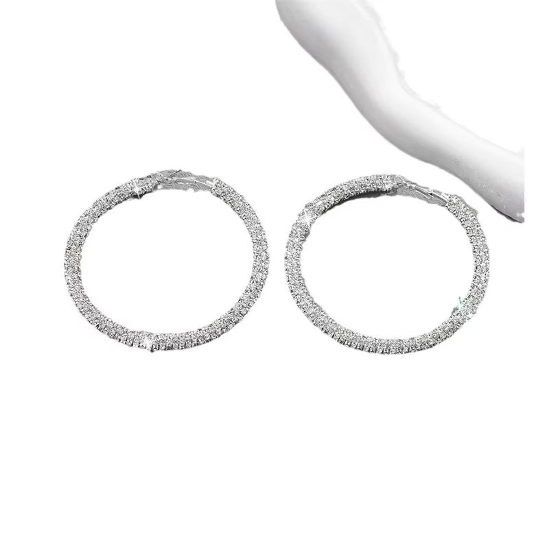 Big Full Crystal Circle Hoop Earrings for Women 