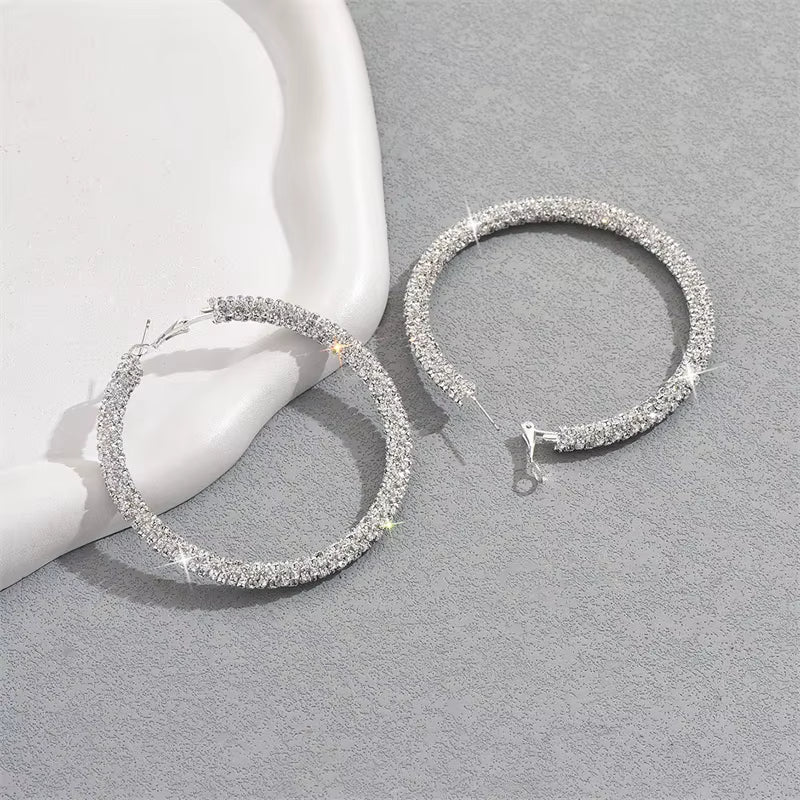 Big Full Crystal Circle Hoop Earrings for Women 