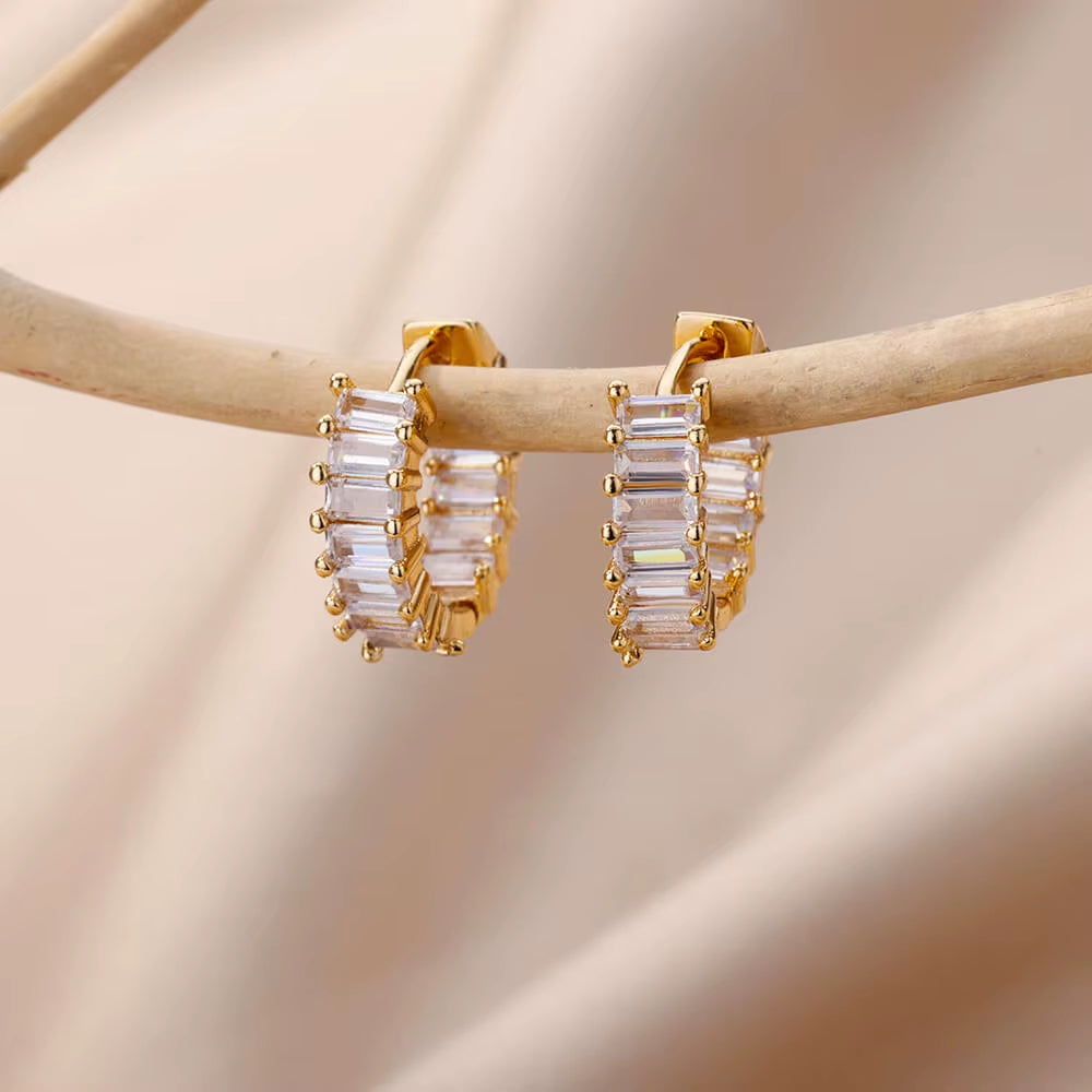 Rainbow Cibic Zircon Hoop Earrings for Women 