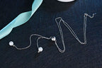 Fashion 925 Sterling Silver Long Chain With Pearl Necklace